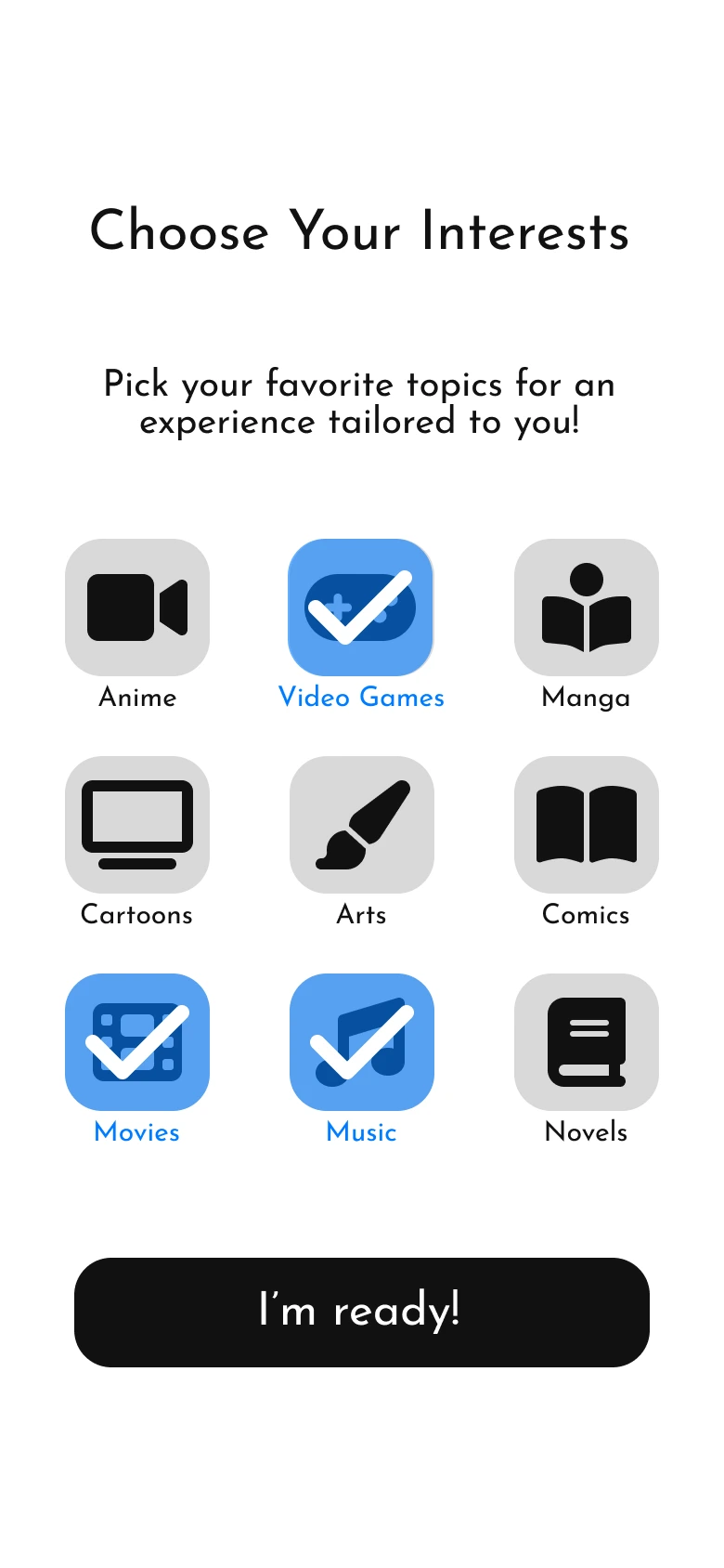 Original low-fidelity concept 1 showing feature-heavy onboarding