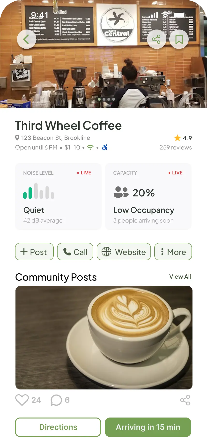 Updated high-fidelity screen 2 showing sensory-comfort focused interface elements